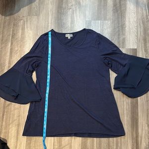 Dark blue top with bell see through bottom sleeves